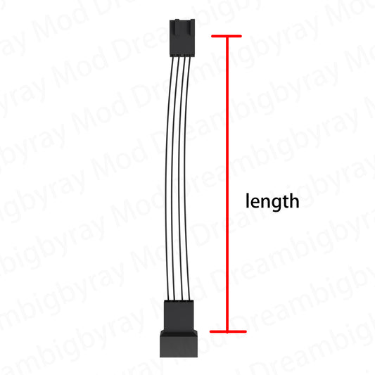 dreambigbyray mod custmoized unsleeved fan extension cords PWM splitter cables