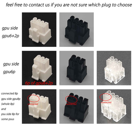 dreambigbyrayMOD pcie 6+2p 6p 12p 12+4p plugs diy sleeving connectors