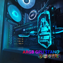 Load image into Gallery viewer, customized argb standing gpu holder support 5v 3pin sync graphics card holder support
