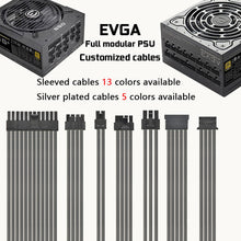 Load image into Gallery viewer, customized EVGA psu full modular cables sleeved silver plated mod cables

