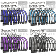 18awg sleeved pet mixed colors psu extension cables kit atx eps pcie cords
