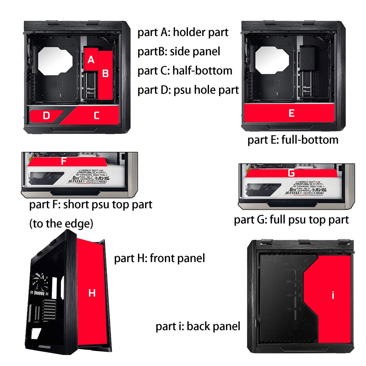 customized RGB panels for ROG STRIX Helios case decorative backplates