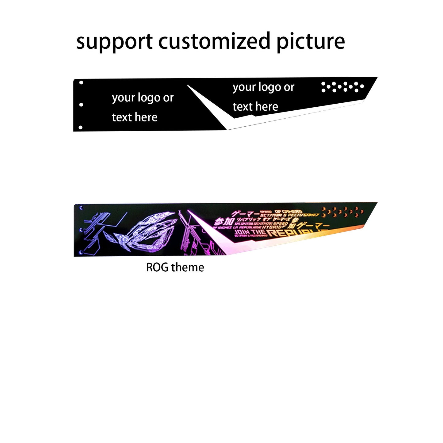 customized 5v3pin argb horizontal gpu bracket decoration ROG