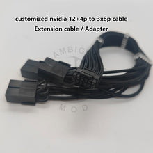 Load image into Gallery viewer, customized 30cm nvdia 3090Ti 12+4p to 3x8p adapter extension cords 16pin to triple 8p dual 8p
