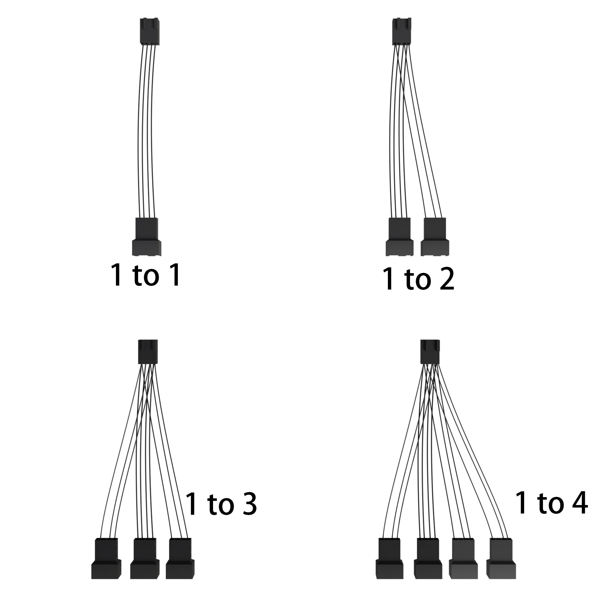 dreambigbyray mod custmoized unsleeved fan extension cords PWM splitter cables