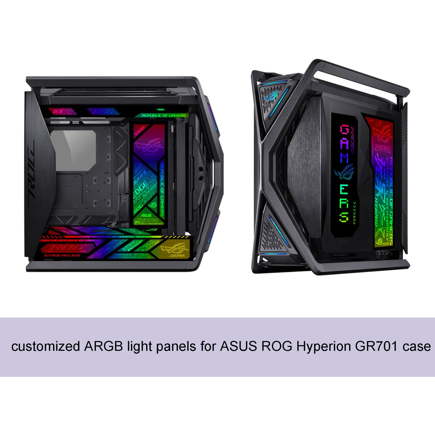 framed version customized ARGB light panels for ASUS GR701 case  rog HYPERION gaming case mod 5v3pin eva 02