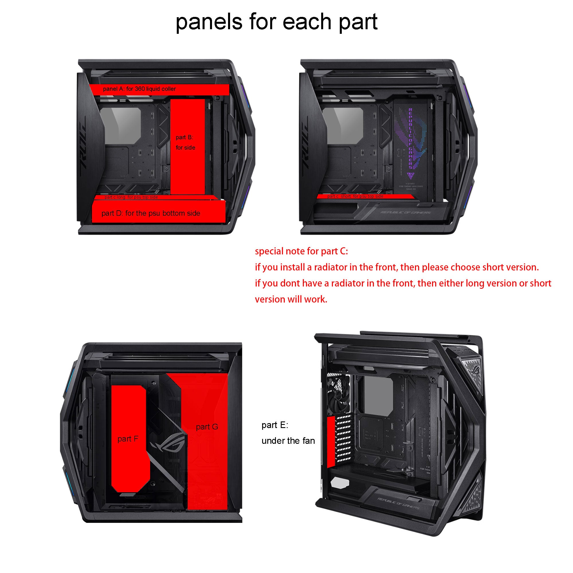 framed version customized ARGB light panels for ASUS GR701 case  rog HYPERION gaming case mod 5v3pin eva 02