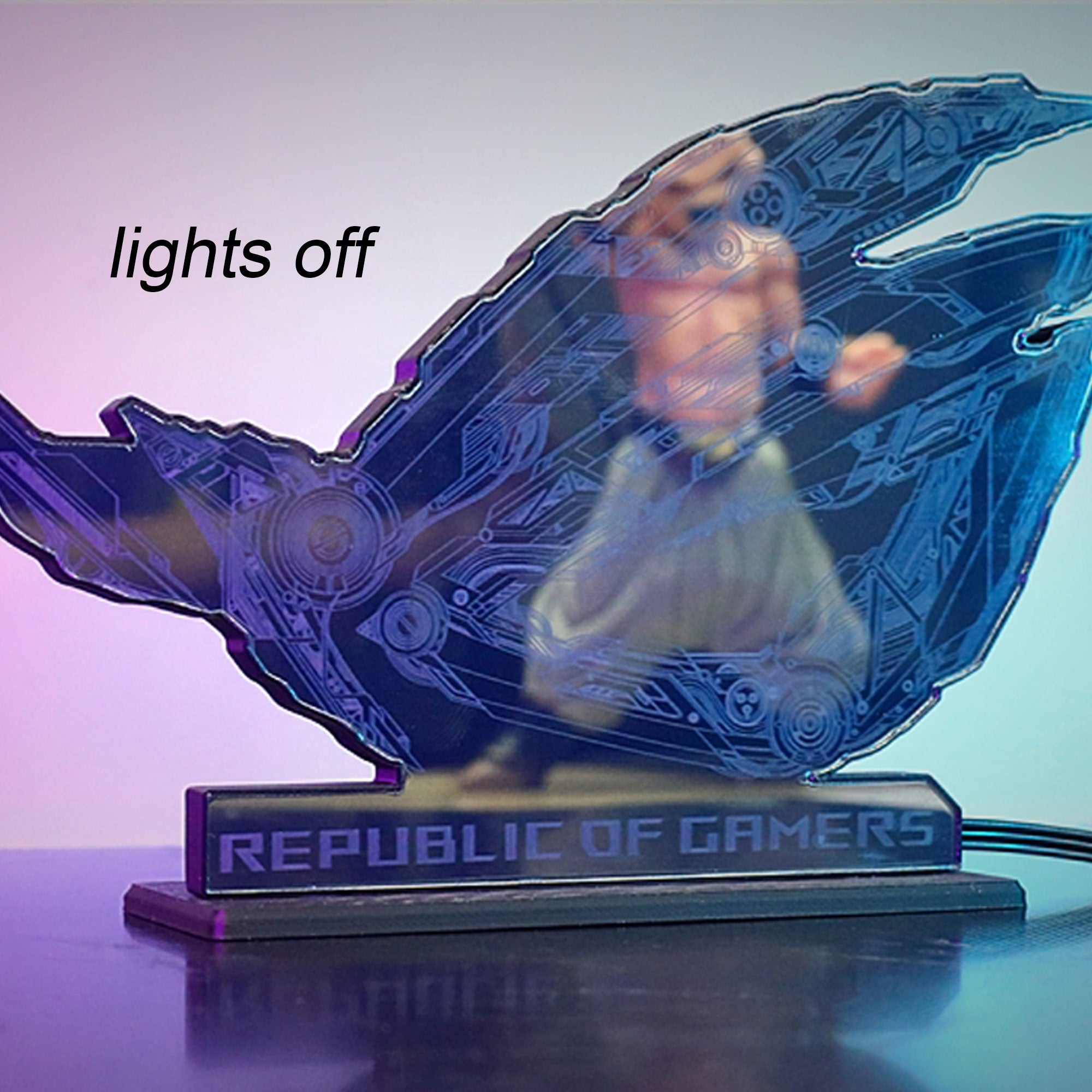 customized ROG EYE ARGB figure stand pc case decoration rgb sync aura