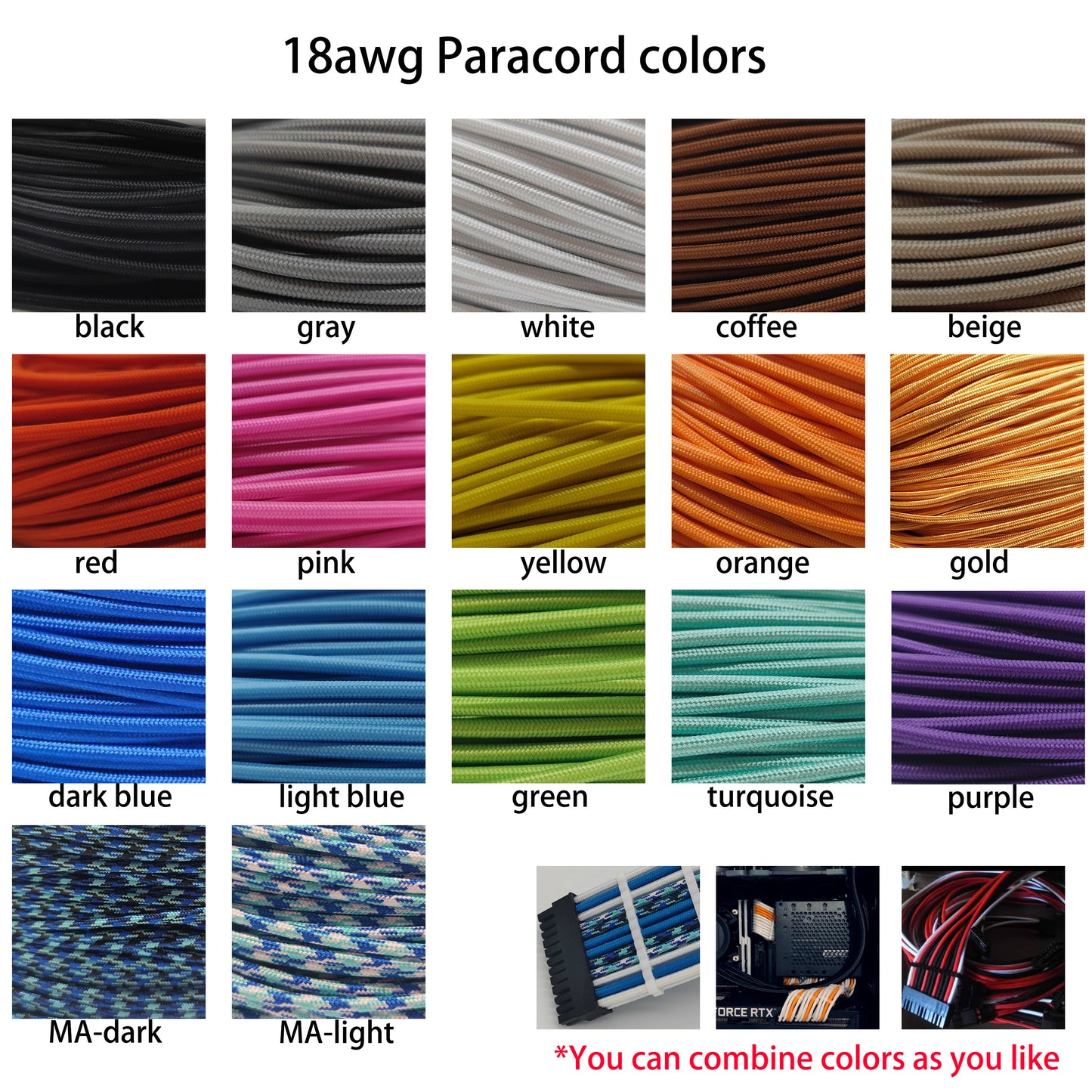 customized EVGA GM G2 G3 GT G5 psu full modular cables sleeved silver plated mod cables
