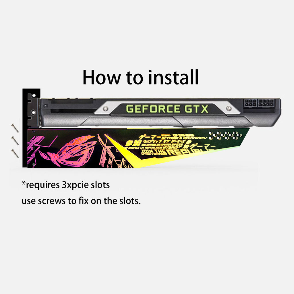 customized 5v3pin argb horizontal gpu bracket decoration ROG