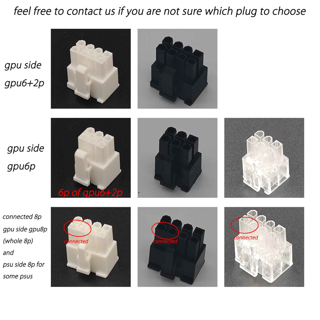 dreambigbyrayMOD pcie 6+2p 6p 12p 12+4p plugs diy sleeving connectors