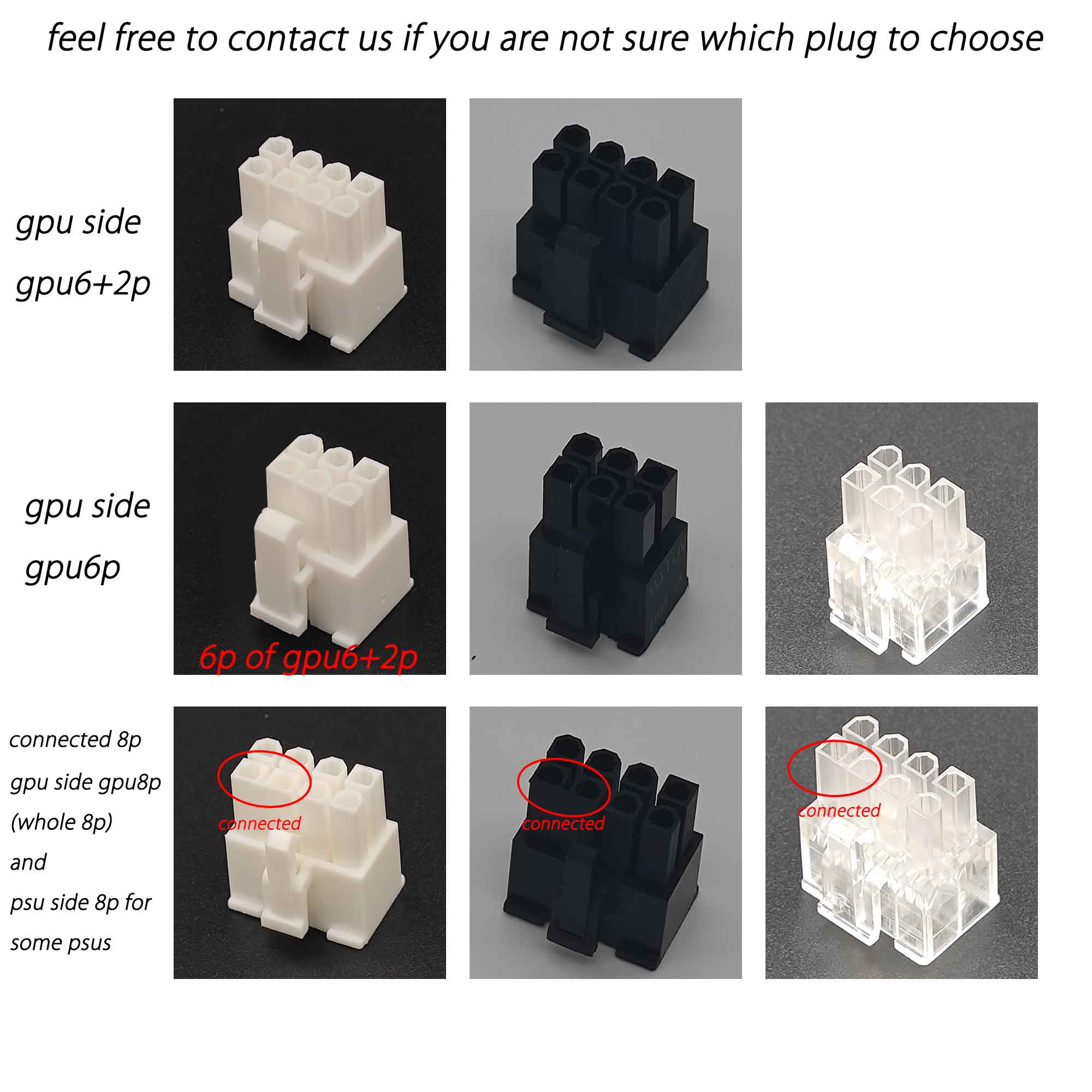 dreambigbyrayMOD pcie 6+2p 6p 12p 12+4p plugs diy sleeving connectors