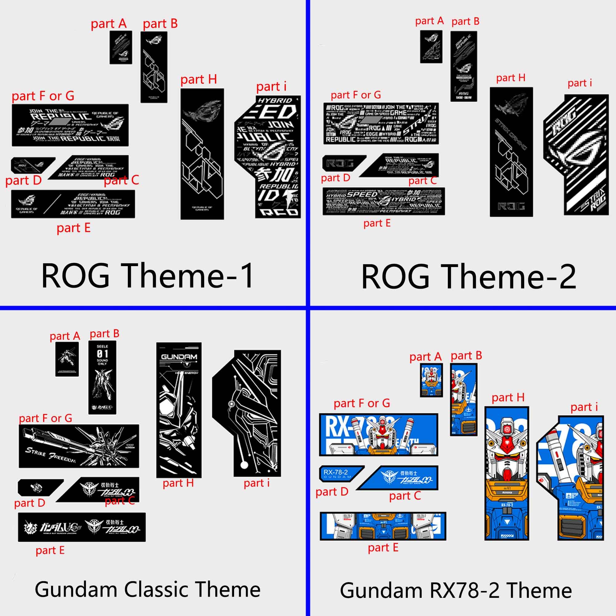 customized RGB panels for ROG STRIX Helios case decorative backplates