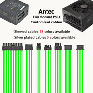 customized Antec full modular psu cables sleevd silver plated cables mod