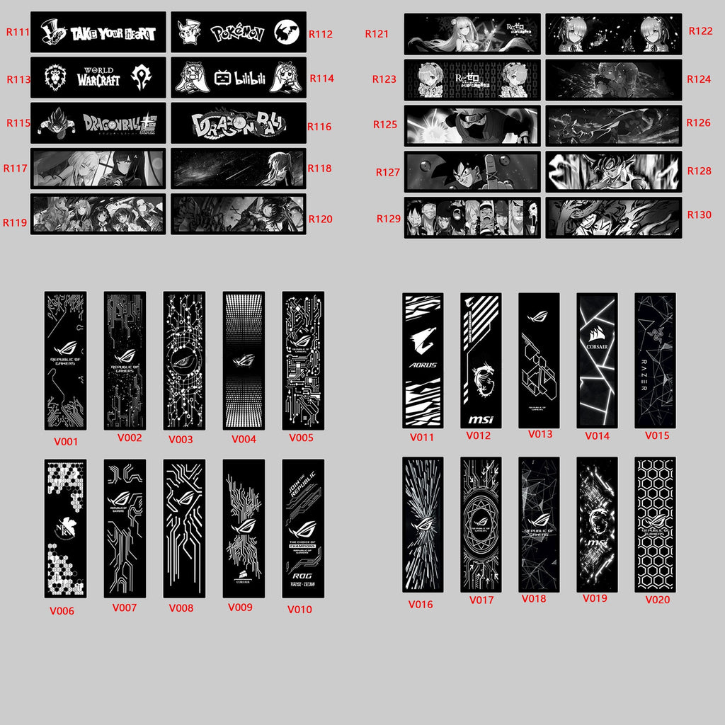 customized new version four side edge RGB gpu backplates pc case decoration panel support aura sync 5v3pin