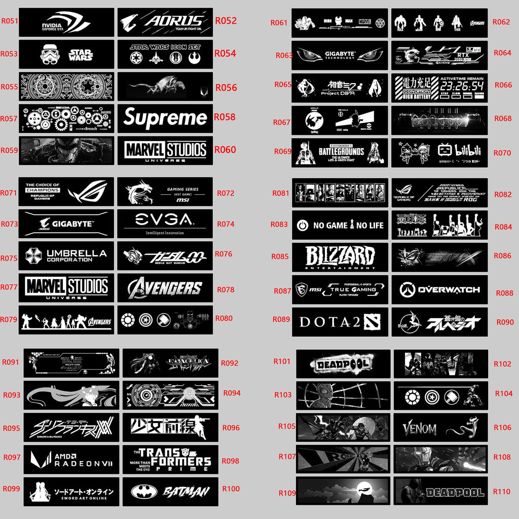 customized new version four side edge RGB gpu backplates pc case decoration panel support aura sync 5v3pin