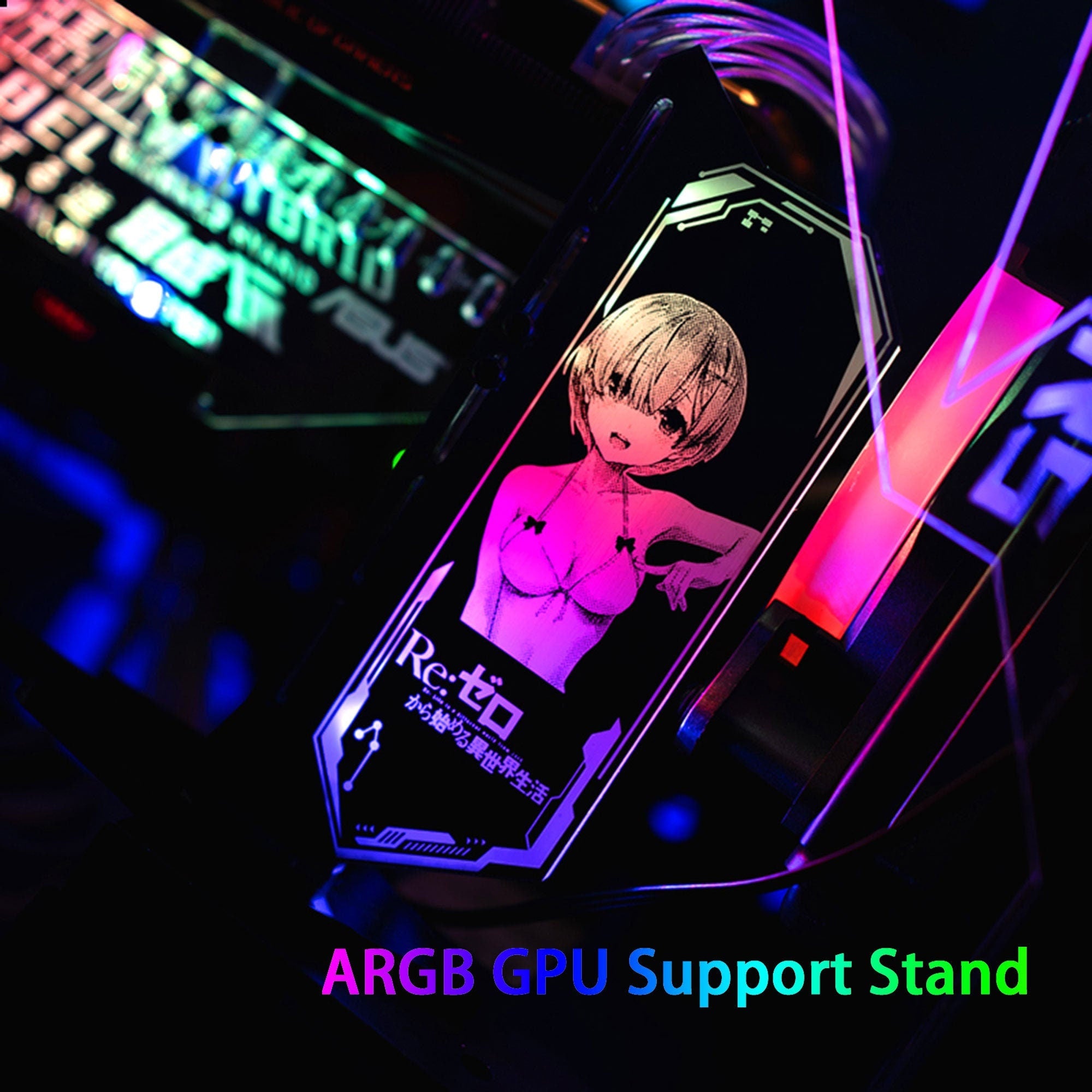 customized argb standing gpu holder support 5v 3pin sync graphics card holder support decoration