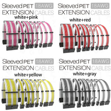 Загрузить изображение в средство просмотра галереи, 18awg sleeved pet mixed colors psu extension cables kit atx eps pcie cords
