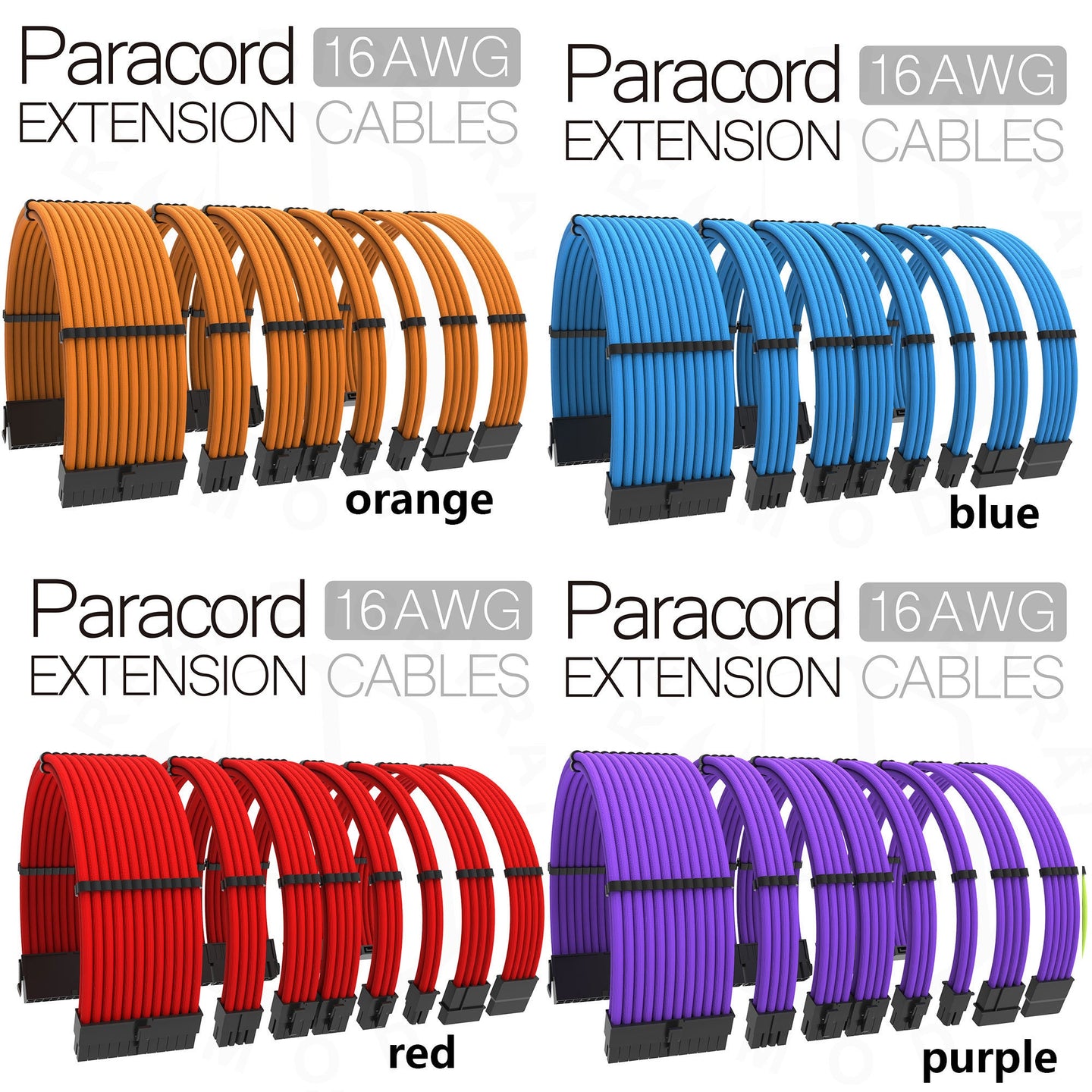 dreambigbyray premium 16awg paracord psu extension cables kit atx pcie gpu mining rig cords