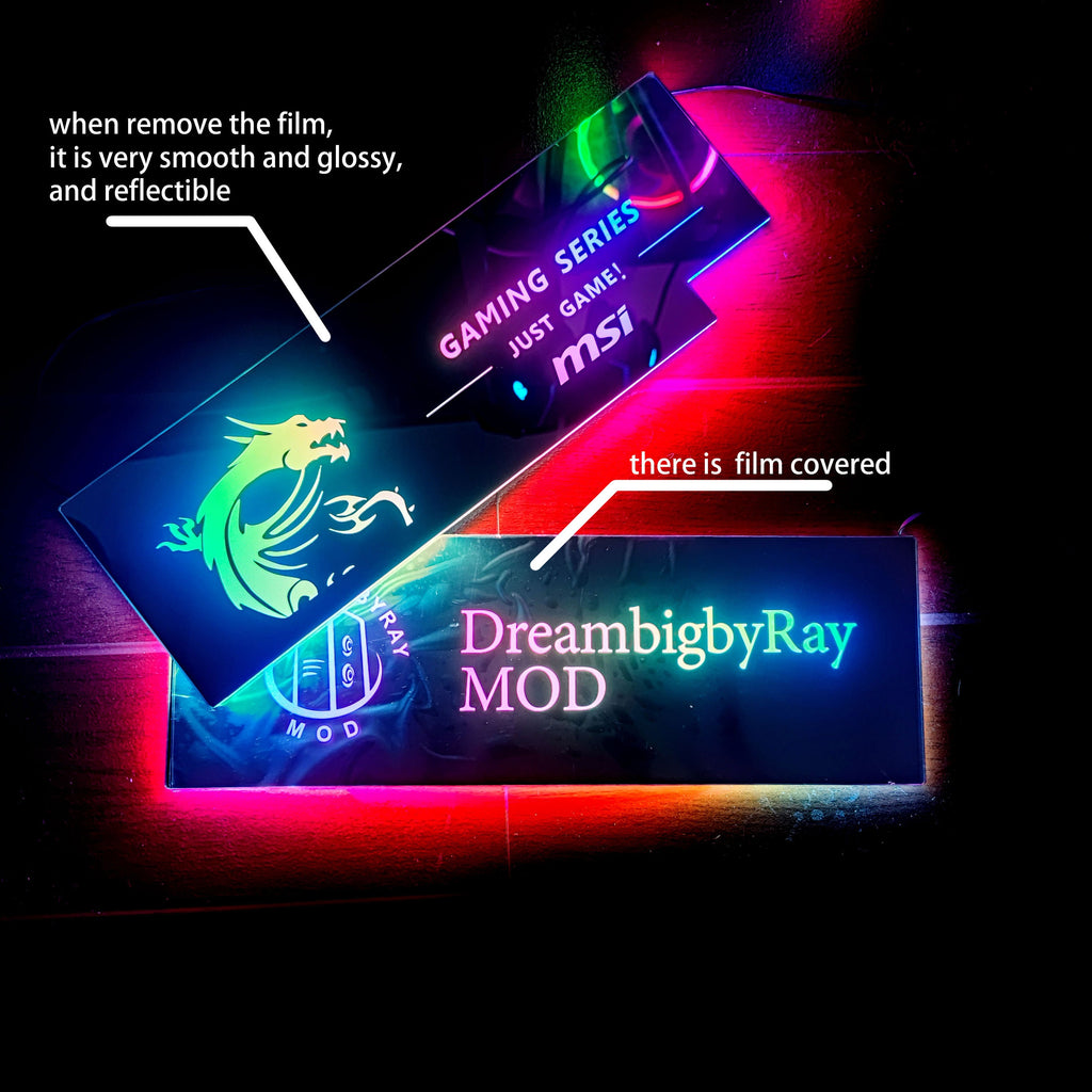 custmoized silver mirrored RGB gpu backplate pc case panel argb edge argb PC decoration