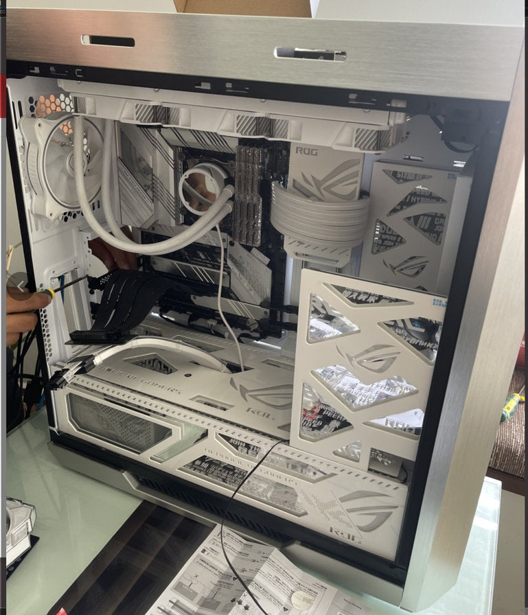 customized hollowed ARGB decoratin panels for rog strix helios case white black panels rog figure