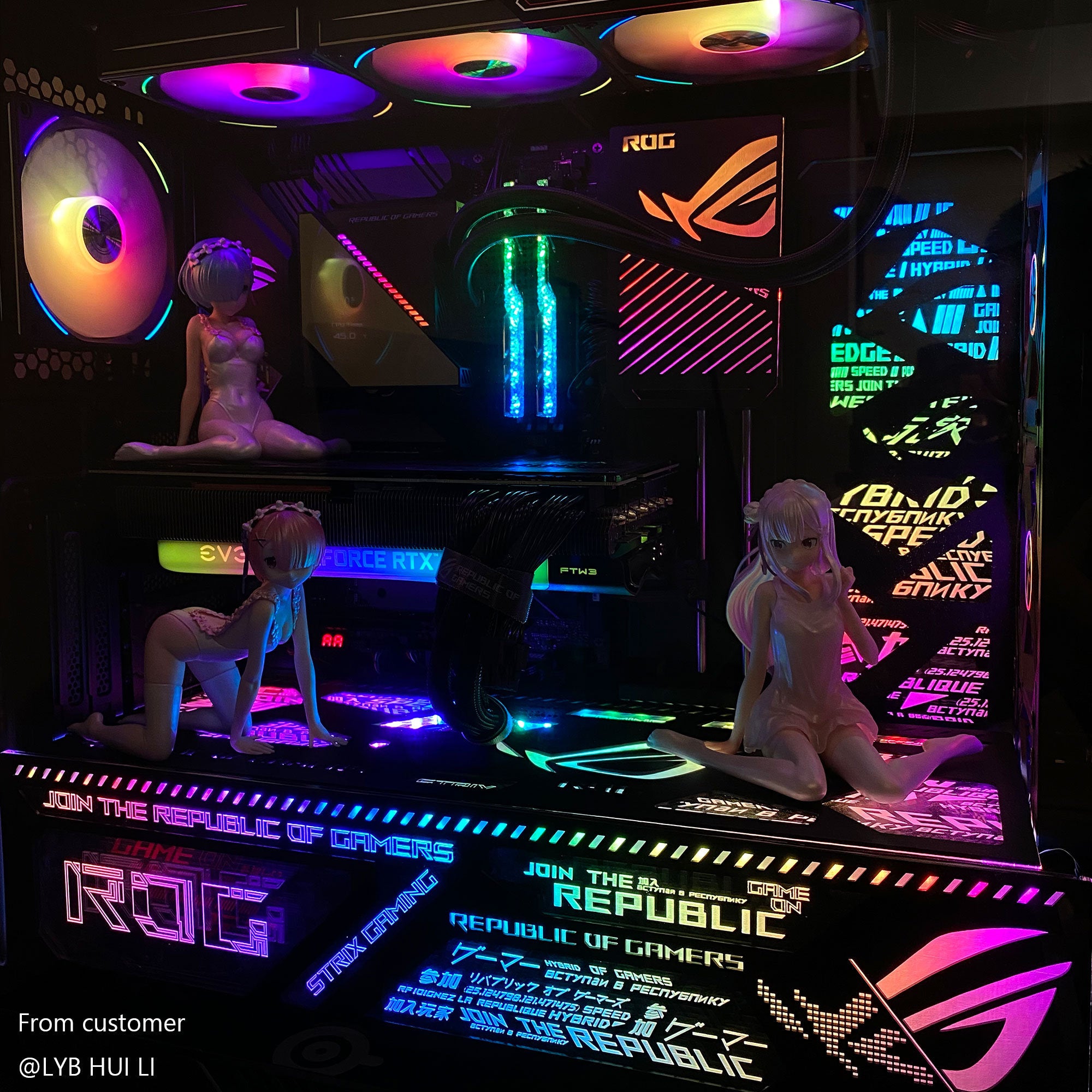 customized hollowed ARGB decoratin panels for rog strix helios case white black panels rog figure