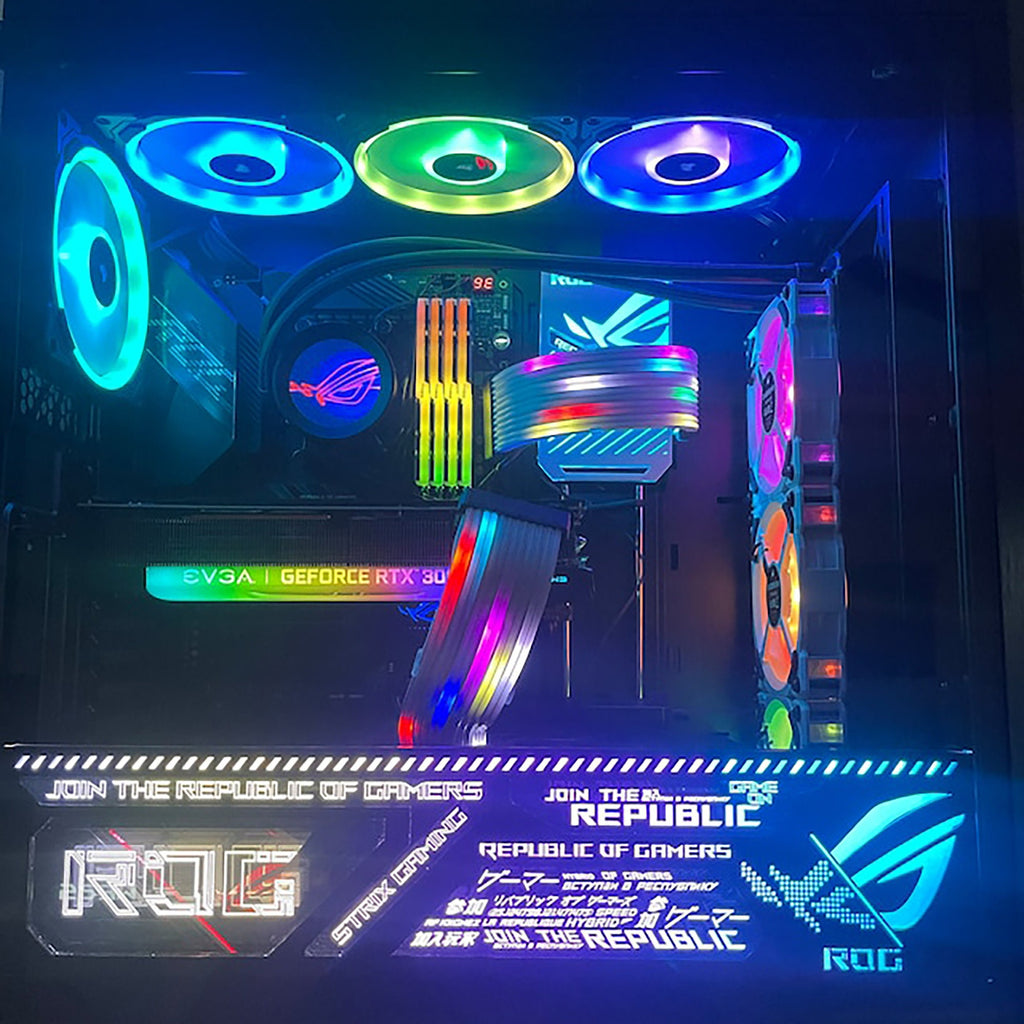 customized hollowed ARGB decoratin panels for rog strix helios case white black panels rog figure