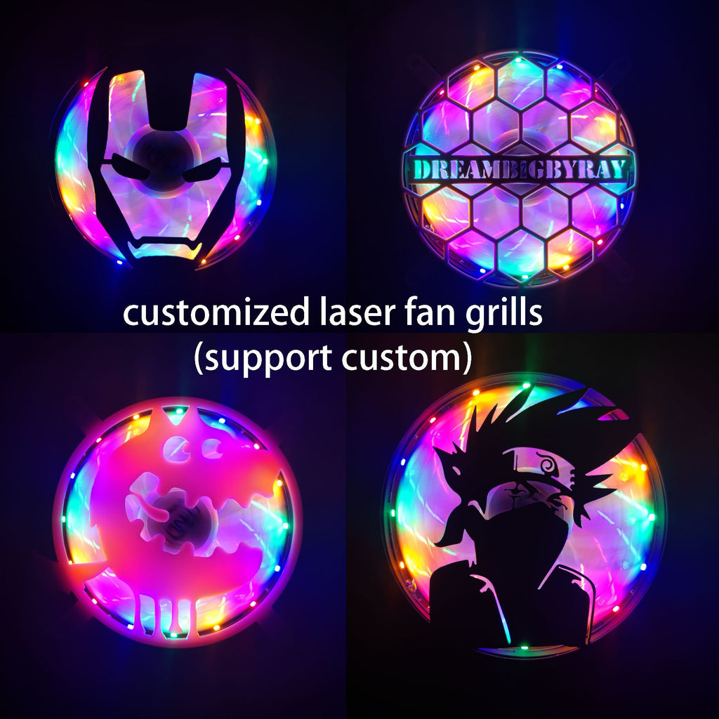 DreambigbyRay MOD 120mm customized laser fan grills decoration support custmoized
