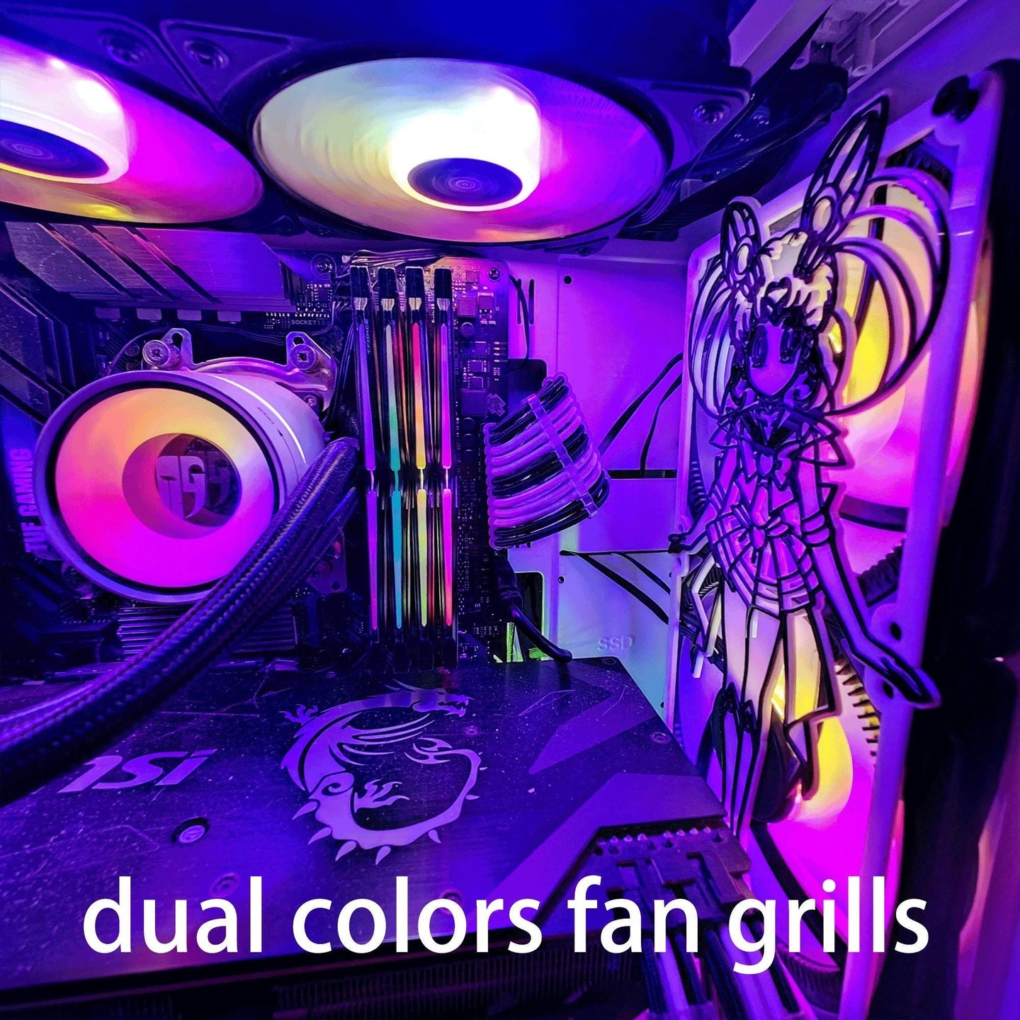 customized dual colors laser fan grills REM Chibiusa support custom