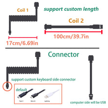 Загрузить изображение в средство просмотра галереи, dreambigbyray customized coil keyboard cables paracord sleeved type C micro USB
