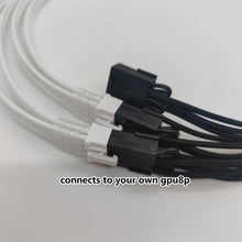 Load image into Gallery viewer, customized 30cm nvdia 3090Ti 12+4p to 3x8p adapter extension cords 16pin to triple 8p dual 8p
